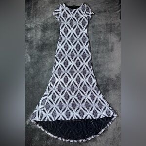 Jody California Vintage Size Small Black & Silver Geometric Evening Gown